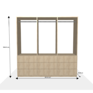 Meuble sur-mesure selon votre configuration : New_Praqaoject - Dressing sans porte-Dimensions L=190 cm H=190 cm P=45 cm