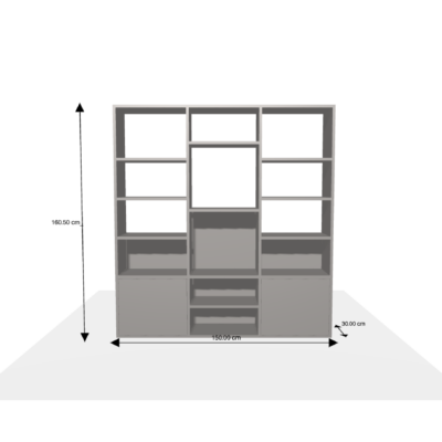 Meuble sur-mesure selon votre configuration : New_Project00 - Bibliothèque/Etagère-Dimensions L=150 cm H=160 cm P=30 cm