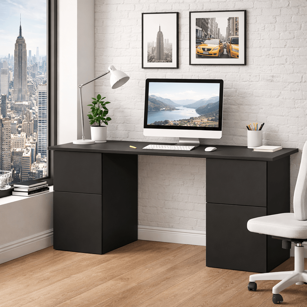 BU10-2 (1) Bureau sur mesure élégant avec caisson