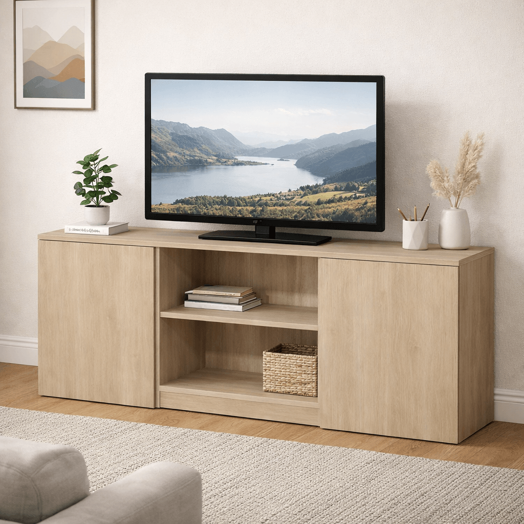 MTV1-2 (1) Meuble tv sur mesure bois clair