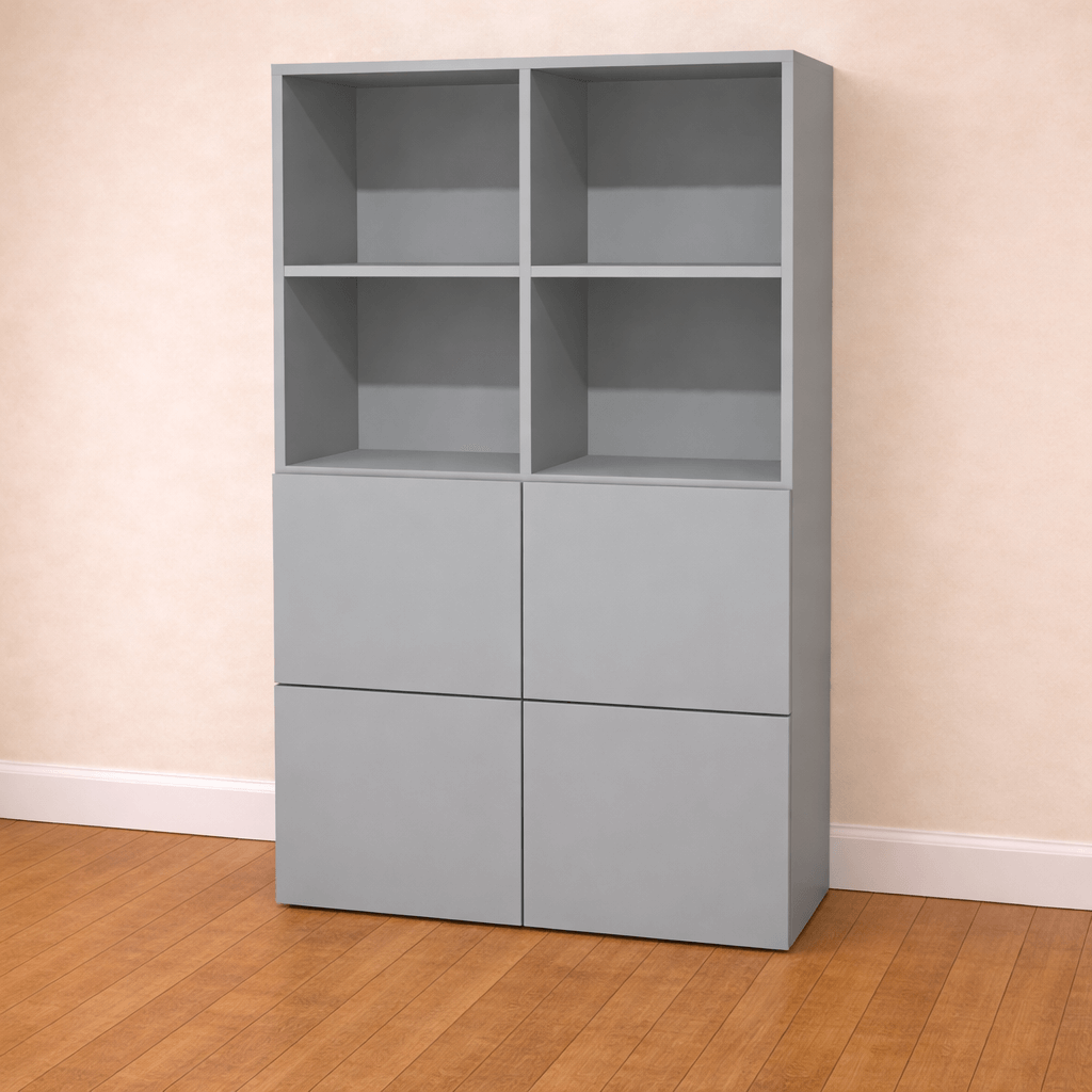 Bibliothèque sur mesure grise double rangée