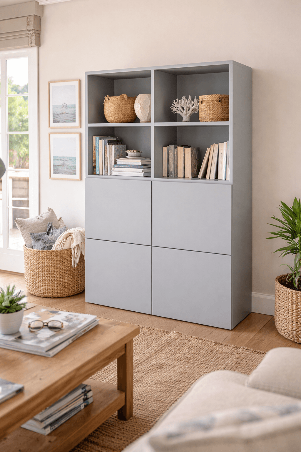 Bibliothèque sur mesure double rangée