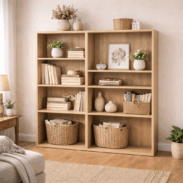 Bibliothèque sur mesure bois clair grande taille