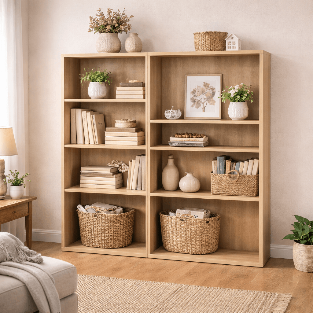 Bibliothèque sur mesure bois clair grande taille