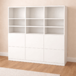 Bibliothèque sur mesure blanche triple rangée