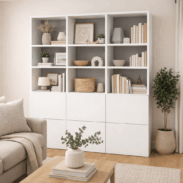 Bibliothèque sur mesure triple rangée