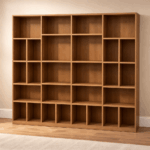 Bibliothèque sur mesure rangement bois moderne