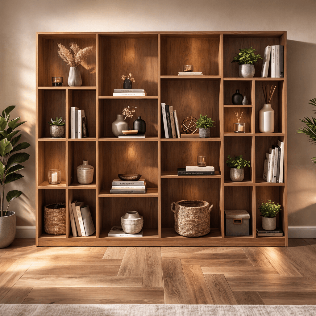 Bibliothèque sur mesure rangement bois moderne