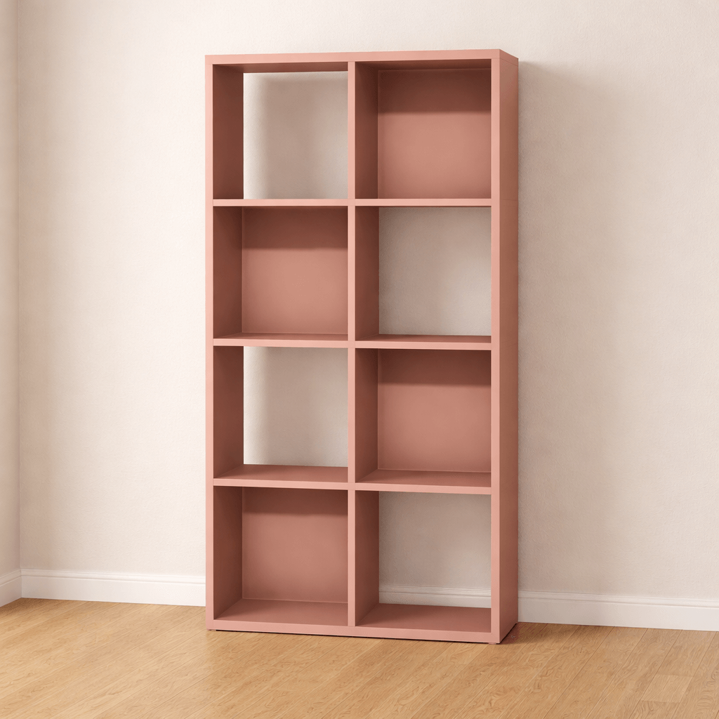 Bibliothèque sur mesure rose 8 étagères
