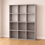 Bibliothèque sur mesure grise 12 étagères