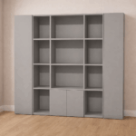 Bibliothèque sur mesure grise grande contenance