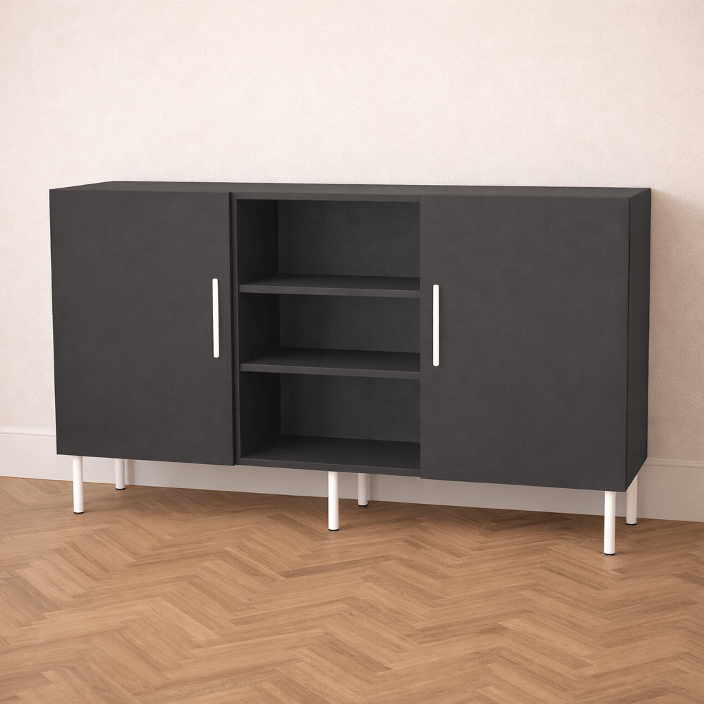 Buffet sur mesure noir moderne sur pieds