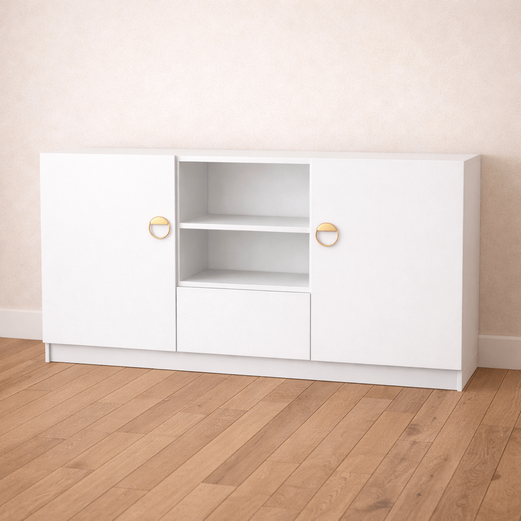 Buffet sur mesure blanc et doré élégant