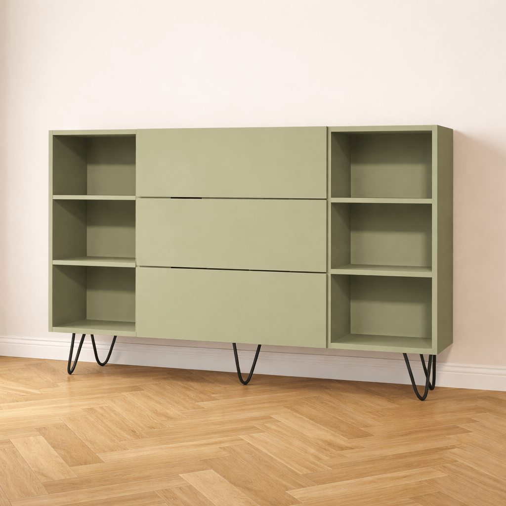 Commode sur mesure verte avec pieds