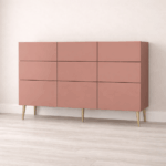 Commode sur mesure rose 9 placards sur pieds