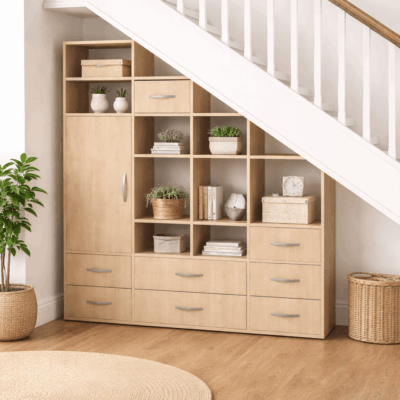 Meuble sous escalier agencement inclinaison personnalisable