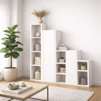 Petit meuble sur mesure sous escalier épuré
