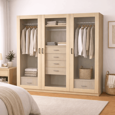 Grand dressing sur mesure portes vitrées et penderies