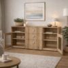 Commode sur mesure avec tiroirs et portes vitrées