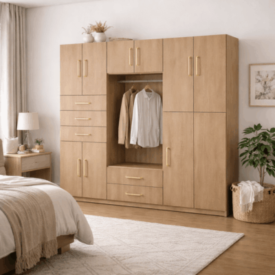Dressing sur mesure spacieux avec portes et caisson penderie